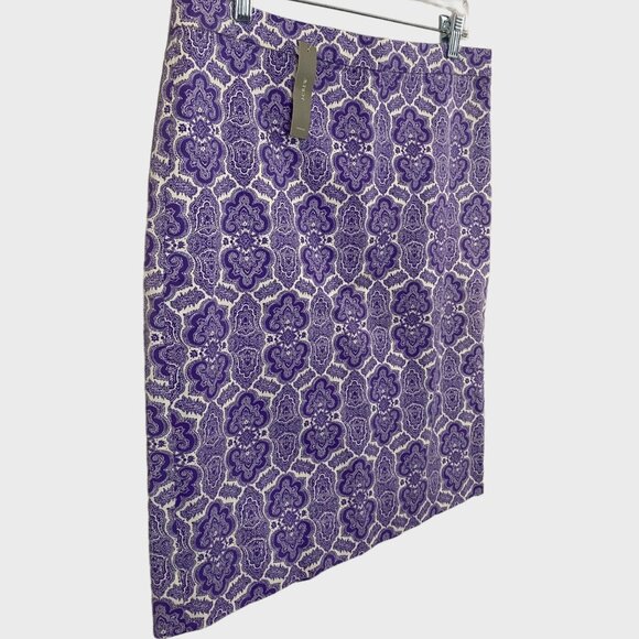 J.Crew Medallion Paisley No. 2 Pencil Skirt Purple Size 10 Knee Length New - Picture 2 of 12